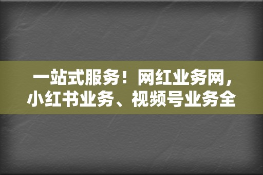 一站式服务！网红业务网，小红书业务、视频号业务全覆盖