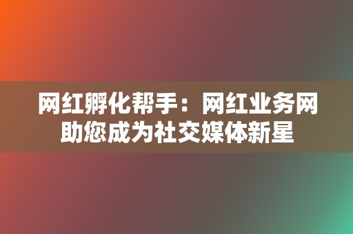 网红孵化帮手：网红业务网助您成为社交媒体新星