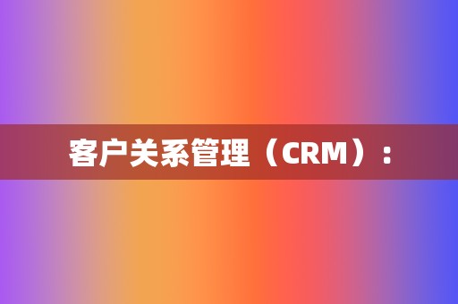 客户关系管理（CRM）：  第2张