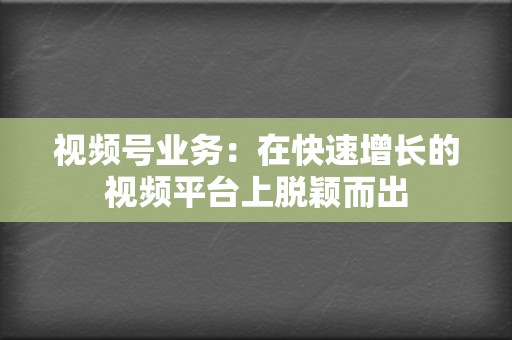 视频号业务：在快速增长的视频平台上脱颖而出  第2张