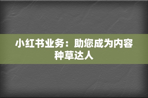 小红书业务：助您成为内容种草达人  第2张