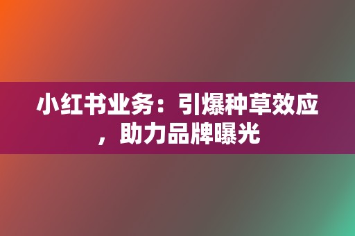 小红书业务：引爆种草效应，助力品牌曝光