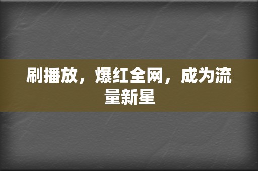 刷播放，爆红全网，成为流量新星