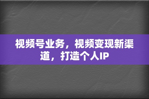 视频号业务，视频变现新渠道，打造个人IP