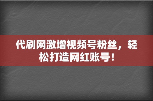 代刷网激增视频号粉丝，轻松打造网红账号！  第2张