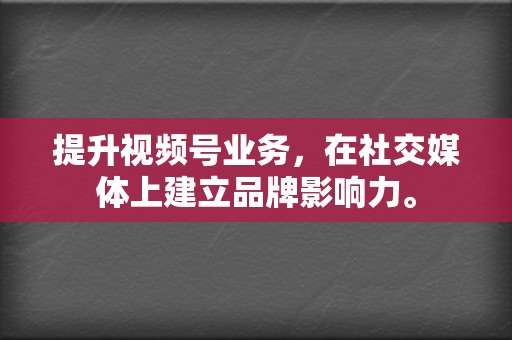 提升视频号业务，在社交媒体上建立品牌影响力。  第2张