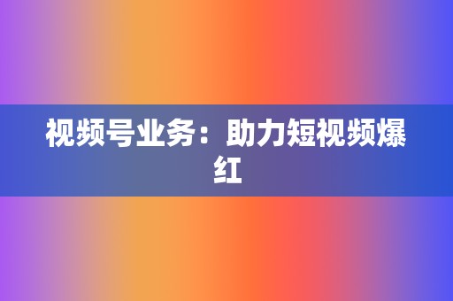 视频号业务：助力短视频爆红  第2张