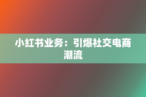 小红书业务：引爆社交电商潮流