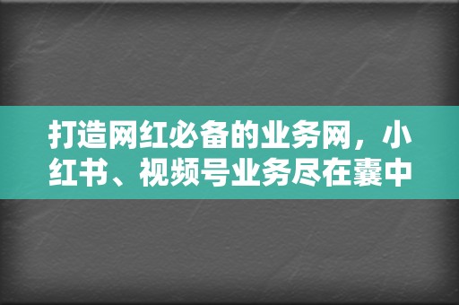 打造网红必备的业务网，小红书、视频号业务尽在囊中！  第2张