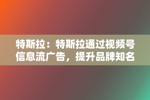 特斯拉：特斯拉通过视频号信息流广告，提升品牌知名度，吸引潜在客户。  第2张