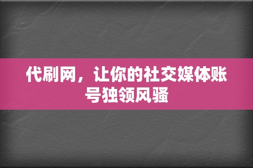 代刷网，让你的社交媒体账号独领风骚