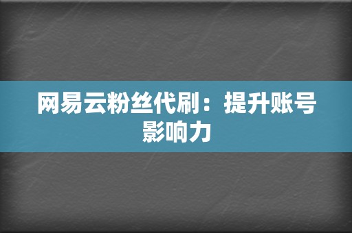 网易云粉丝代刷：提升账号影响力  第2张