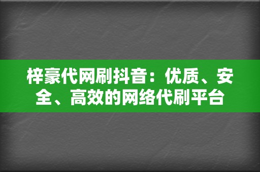 梓豪代网刷抖音：优质、安全、高效的网络代刷平台  第2张