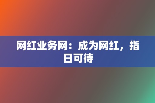 网红业务网：成为网红，指日可待  第2张