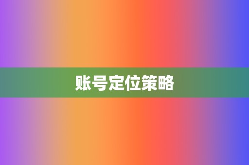 账号定位策略