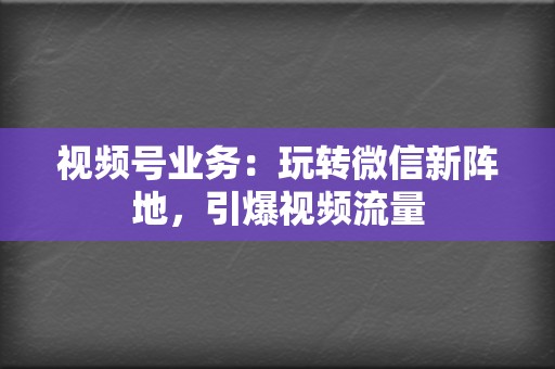 视频号业务：玩转微信新阵地，引爆视频流量  第2张