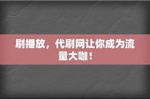 刷播放，代刷网让你成为流量大咖！  第2张