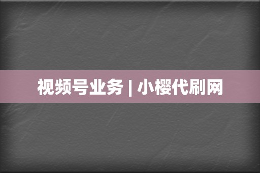 视频号业务 | 小樱代刷网