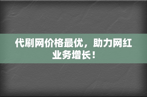 代刷网价格最优，助力网红业务增长！  第2张