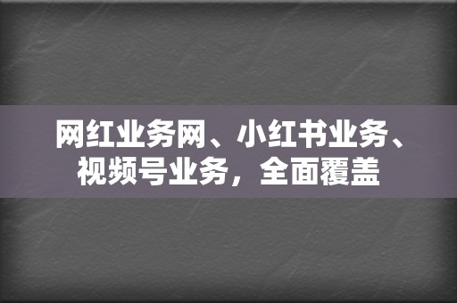 网红业务网、小红书业务、视频号业务，全面覆盖