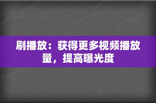 刷播放：获得更多视频播放量，提高曝光度  第2张