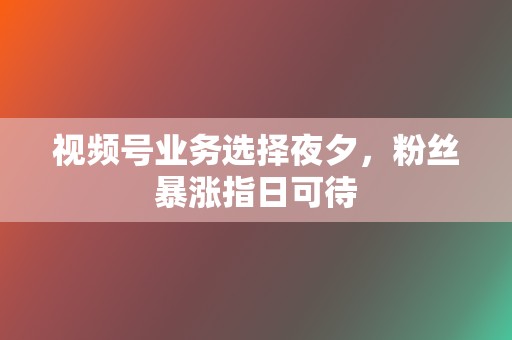 视频号业务选择夜夕，粉丝暴涨指日可待