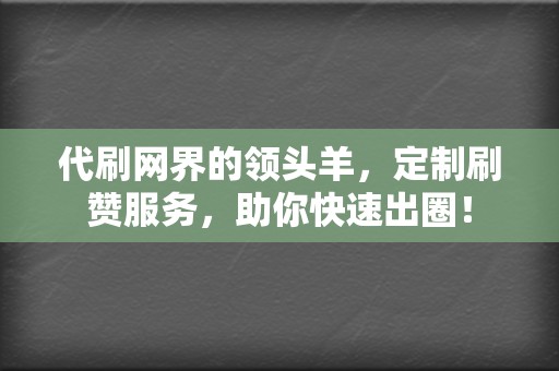 代刷网界的领头羊，定制刷赞服务，助你快速出圈！