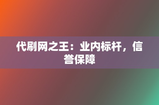 代刷网之王：业内标杆，信誉保障