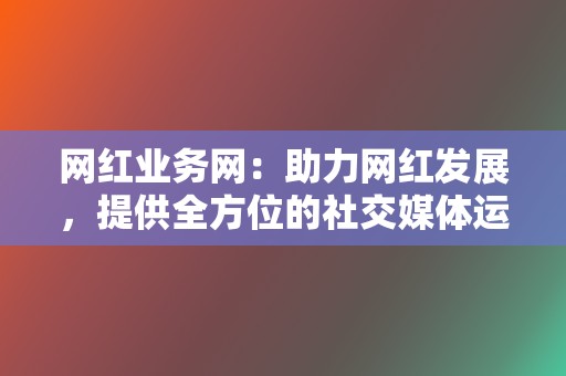 网红业务网：助力网红发展，提供全方位的社交媒体运营服务