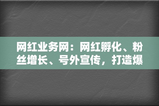 网红业务网：网红孵化、粉丝增长、号外宣传，打造爆款网红