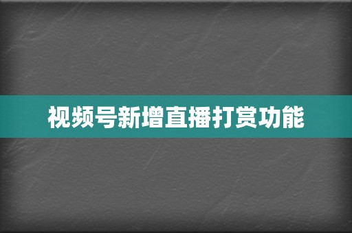 视频号新增直播打赏功能