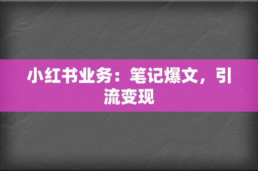 小红书业务：笔记爆文，引流变现