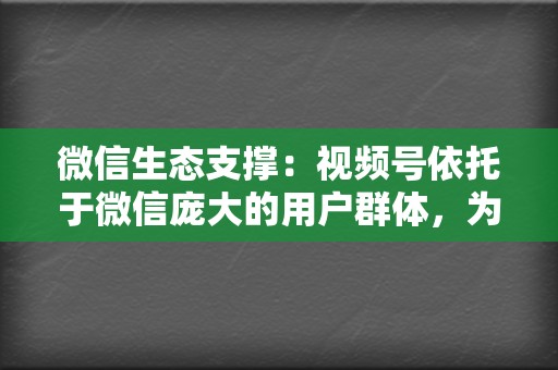 微信生态支撑：视频号依托于微信庞大的用户群体，为你提供精准的粉丝触达。