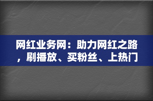 网红业务网：助力网红之路，刷播放、买粉丝、上热门