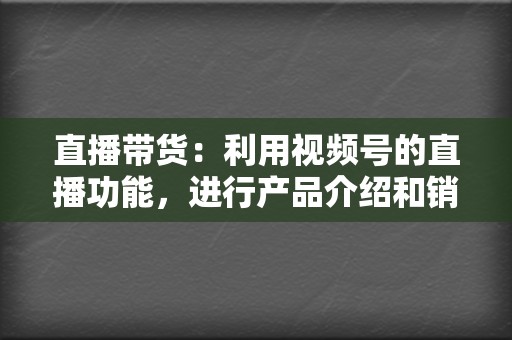 直播带货：利用视频号的直播功能，进行产品介绍和销售。  第2张