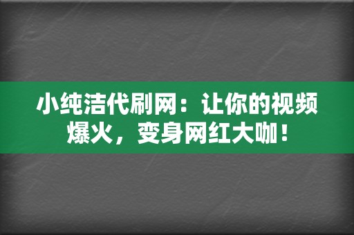 小纯洁代刷网：让你的视频爆火，变身网红大咖！  第2张