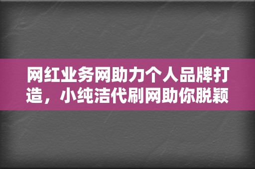 网红业务网助力个人品牌打造，小纯洁代刷网助你脱颖而出！