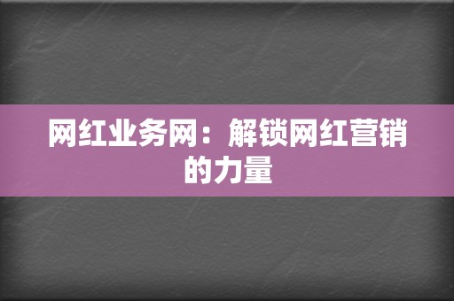 网红业务网：解锁网红营销的力量  第2张