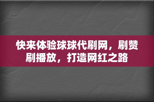 快来体验球球代刷网，刷赞刷播放，打造网红之路