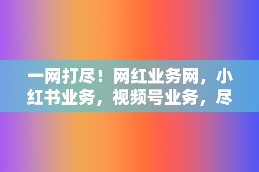 一网打尽！网红业务网，小红书业务，视频号业务，尽在彩虹代刷