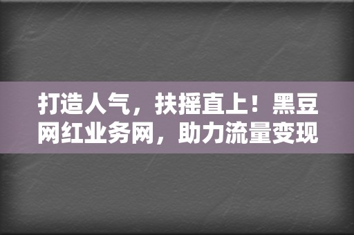 打造人气，扶摇直上！黑豆网红业务网，助力流量变现