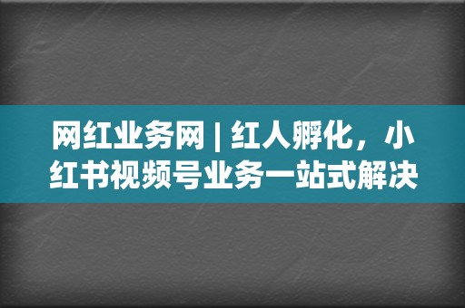 网红业务网 | 红人孵化，小红书视频号业务一站式解决