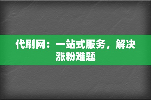 代刷网：一站式服务，解决涨粉难题  第2张