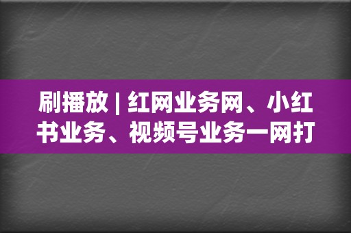 刷播放 | 红网业务网、小红书业务、视频号业务一网打尽