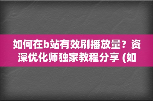 如何在b站有效刷播放量？资深优化师独家教程分享 (如何在b站有粉丝)