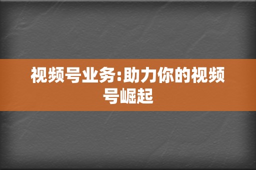 视频号业务:助力你的视频号崛起