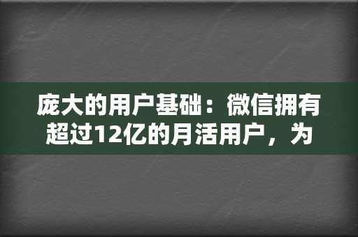 庞大的用户基础：微信拥有超过12亿的月活用户，为视频号提供了巨大的流量入口。  第2张